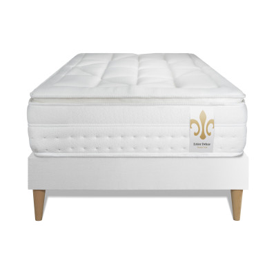 Ensemble Matelas Sommier 90x200 cm - Sommier Blanc (déjà monté) - Vingt-Huit PLUS