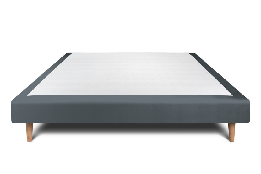 Sommier Tapissier 150x190 cm - H29 cm - Velours - Gris anthracite