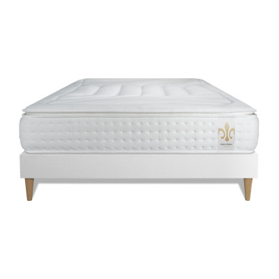 Ensemble Matelas Sommier 140x200 cm - Sommier Blanc (déjà monté) - Vingt-Quatre PLUS