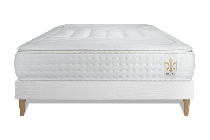 Ensemble Matelas Sommier 140x200 cm - Sommier Blanc (déjà monté) - Vingt-Quatre PLUS