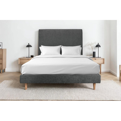 Sommier Tapissier 150x200 cm - H29 cm - Velours - Gris anthracite