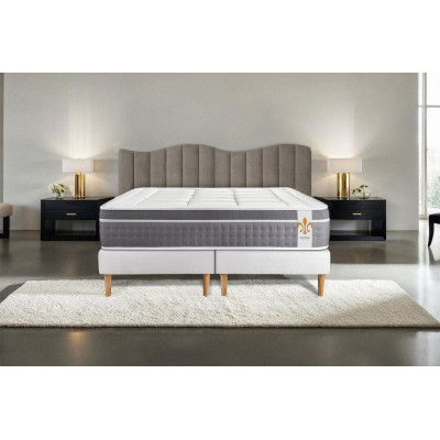 Ensemble Matelas Sommier 160x200 cm - 2 Sommiers Blanc - Trente