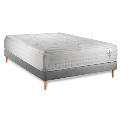 Ensemble Matelas Sommier 160x200 cm - Sommier Gris (déjà monté) - Vingt-Huit PLUS