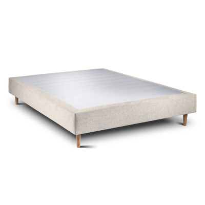Sommier Tapissier 140x190 cm - H35 cm - Toile nattée - Beige clair