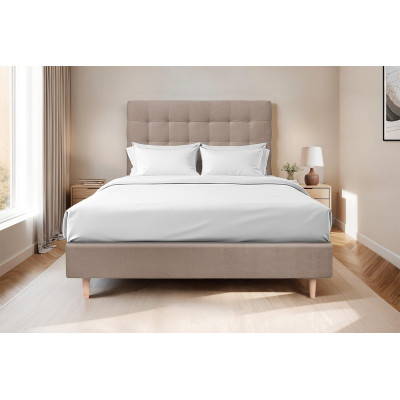 Tête de lit 200 cm Capitonnée - Tissu Velours Taupe