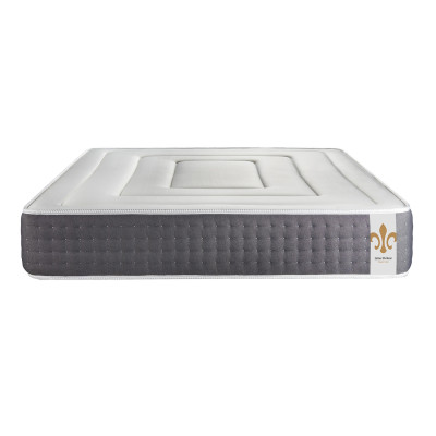 Pack lit complet 140x200 cm - Matelas + Sommier Gris (en kit) + 2 oreillers + Couette - Vingt-Six