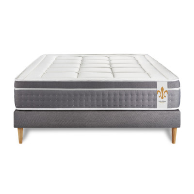Ensemble Matelas Sommier 160x200 cm - Sommier Gris (en kit) - Trente