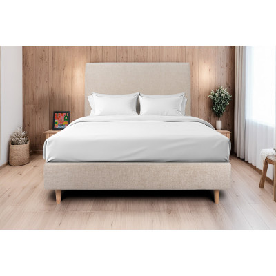 Tête de lit 180 cm Tapissée - Tissu Toile Natté Beige Brun