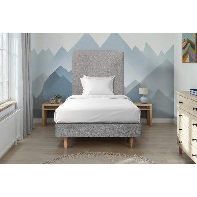 Sommier Tapissier 90x200 cm - H29 cm - Bouclette - Gris