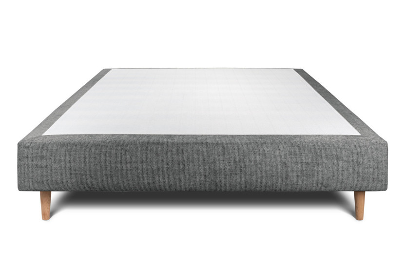 Sommier Tapissier 135x190 cm - H35 cm - Toile nattée - Gris anthracite