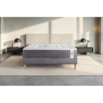 Ensemble Matelas Sommier 140x190 cm - Sommier Gris (en kit) - Vingt-Six