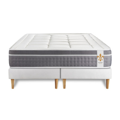 Ensemble Matelas Sommier 200x200 cm - 2 Sommiers Blanc - Trente