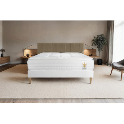 Ensemble Matelas Sommier 140x190 cm - Sommier Blanc (déjà monté) - Vingt-Huit PLUS