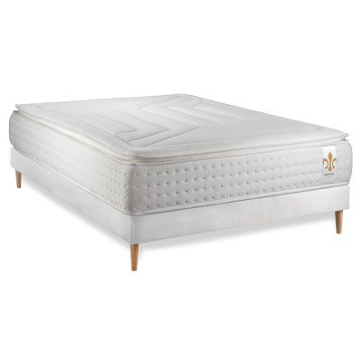 Ensemble Matelas Sommier 140x200 cm - Sommier Blanc (en kit) - Vingt-Quatre PLUS
