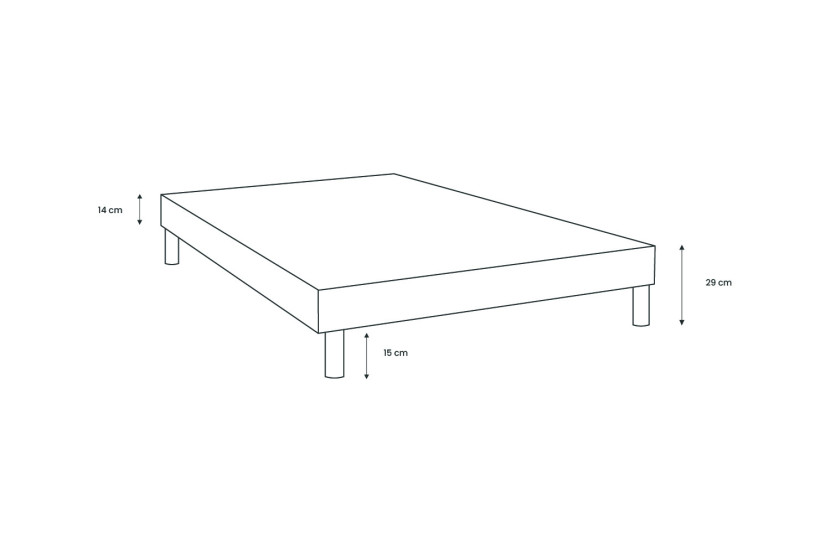 Sommier Tapissier 90x200 cm - H29 cm - Bouclette - Gris