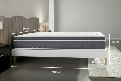 Ensemble Matelas Sommier 140x190 cm - Sommier Blanc (déjà monté) - Trente