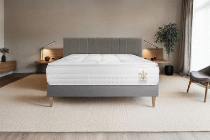 Ensemble Matelas Sommier 90x200 cm - Sommier Gris (en kit) - Vingt-Huit