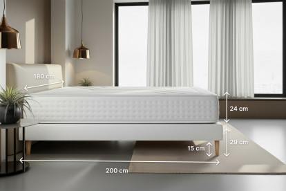 Pack lit complet 180x200 cm - Matelas + 2 Sommiers Blancs + 2 oreillers + Couette - Vingt-Quatre