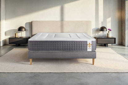 Ensemble Matelas Sommier 90x200 cm - Sommier Gris (déjà monté) - Vingt-Six
