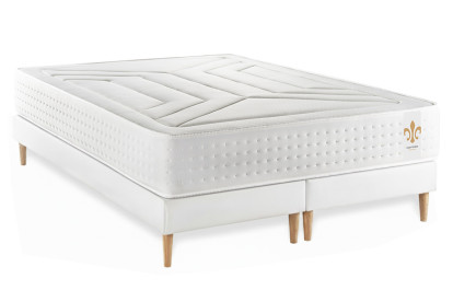 Pack lit complet 180x200 cm - Matelas + 2 Sommiers Blancs + 2 oreillers + Couette - Vingt-Quatre