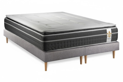 Ensemble Matelas Sommier 200x200 cm - 2 Sommiers Gris - Trente PLUS