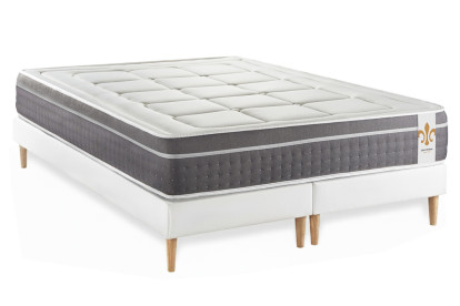 Pack lit complet 200x200 cm - Matelas + 2 Sommiers Blancs + 2 oreillers + Couette - Trente