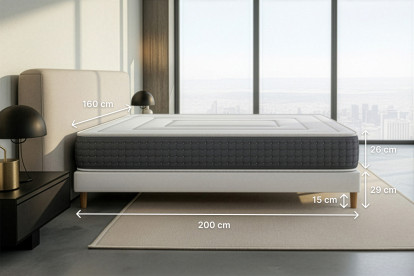 Ensemble Matelas Sommier 160x200 cm - Sommier Gris (déjà monté) - Vingt-Six
