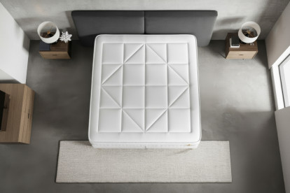 Ensemble Matelas Sommier 90x200 cm - Sommier Gris (déjà monté) - Vingt-Huit