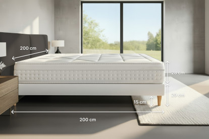 Ensemble Matelas Sommier 200x200 cm - 2 Sommiers Gris - Vingt-Huit