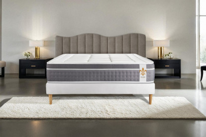 Ensemble Matelas Sommier 90x200 cm - Sommier Blanc (en kit) - Trente