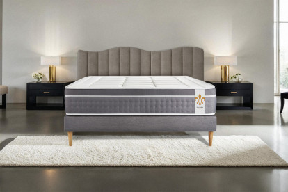 Ensemble Matelas Sommier 90x190 cm - Sommier Gris (en kit) - Trente