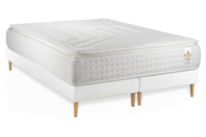 Ensemble Matelas Sommier 200x200 cm - 2 Sommiers Blanc - Vingt-Quatre PLUS