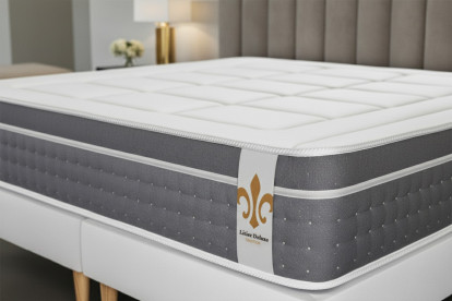 Ensemble Matelas Sommier 140x190 cm - Sommier Gris (déjà monté) - Trente