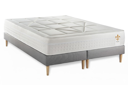 Ensemble Matelas Sommier 200x200 cm - 2 Sommiers Gris - Vingt-Huit
