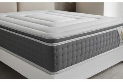 Ensemble Matelas Sommier 140x190 cm - Sommier Gris (déjà monté) - Vingt-Six PLUS