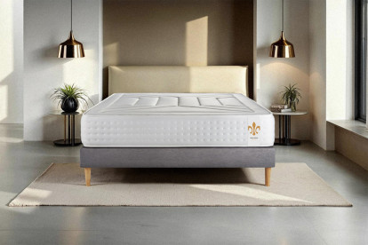 Ensemble Matelas Sommier 90x200 cm - Sommier Gris (déjà monté) - Vingt-Quatre